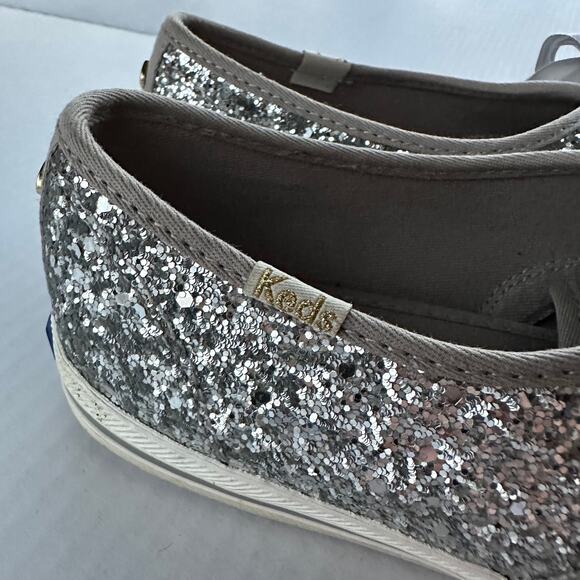 6.5 Kate Spade x Keds Glitter Sneakers Silver Sparkle Shoe Bridal Party Glam NYE - Picture 3 of 10